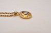 Authentic NINA RICCI Vintage Gold Tone Rhinestone Chain Pendant Necklace  8449J