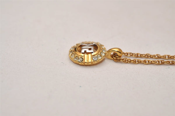 Authentic NINA RICCI Vintage Gold Tone Rhinestone Chain Pendant Necklace  8449J