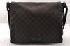 Authentic GUCCI Shoulder Cross Body Bag GG Canvas Leather 146236 Black 8451I