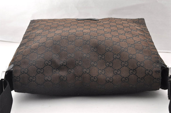 Authentic GUCCI Shoulder Cross Body Bag GG Canvas Leather 146236 Black 8451I