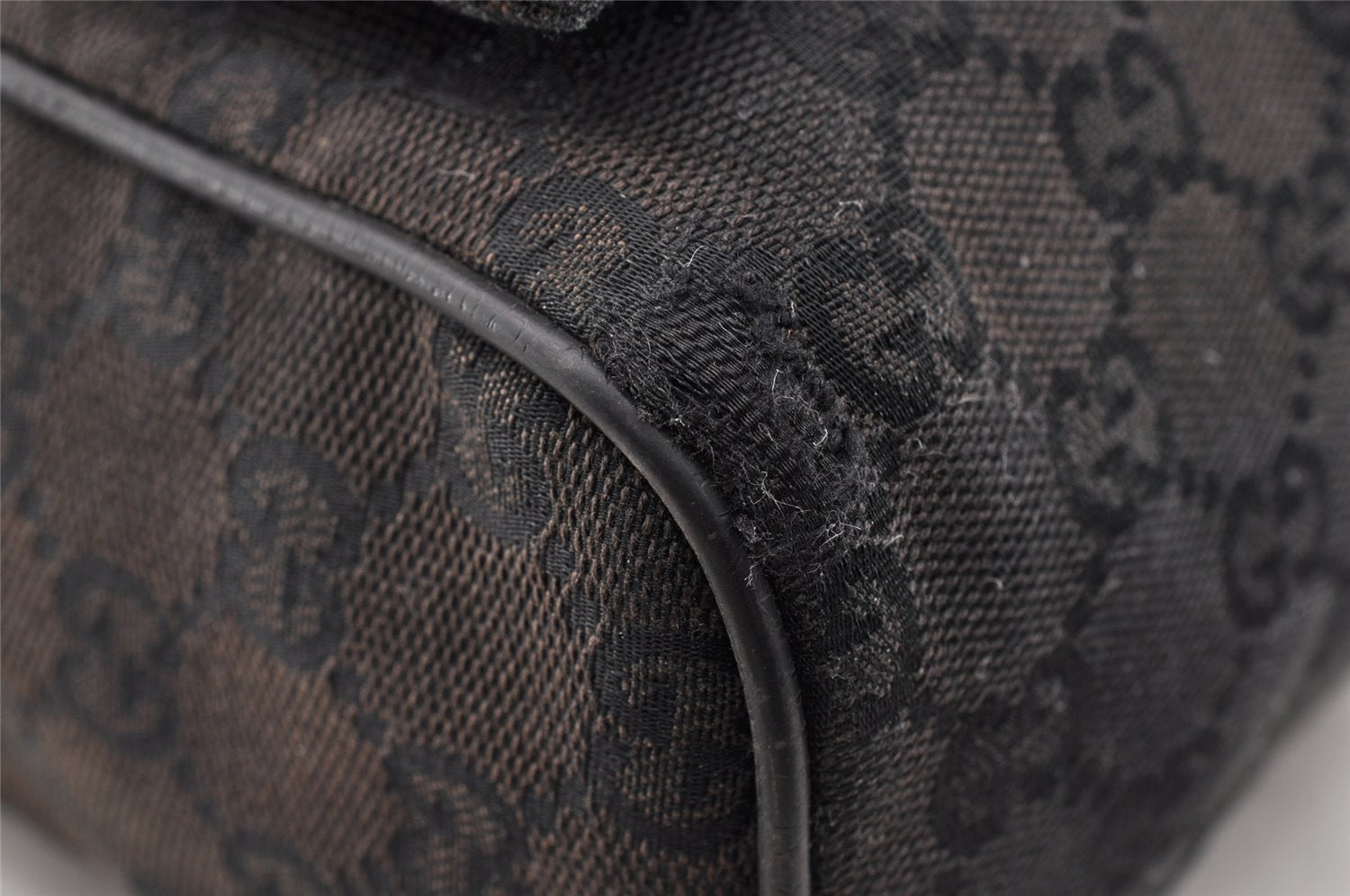 Authentic GUCCI Shoulder Cross Body Bag GG Canvas Leather 146236 Black 8451I