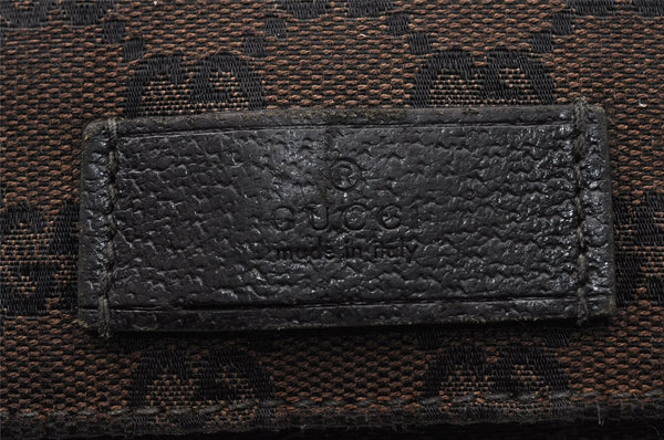 Authentic GUCCI Shoulder Cross Body Bag GG Canvas Leather 146236 Black 8451I