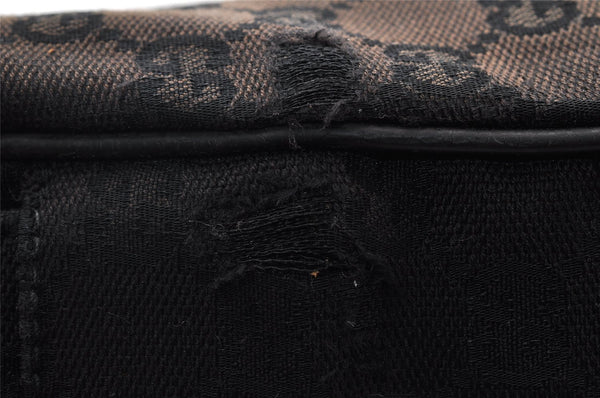 Authentic GUCCI Shoulder Cross Body Bag GG Canvas Leather 146236 Black 8451I