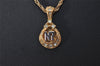 Authentic NINA RICCI Vintage Gold Tone Rhinestone Chain Pendant Necklace  8451J