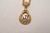 Authentic NINA RICCI Vintage Gold Tone Rhinestone Chain Pendant Necklace  8451J