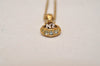 Authentic NINA RICCI Vintage Gold Tone Rhinestone Chain Pendant Necklace  8451J