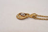 Authentic NINA RICCI Vintage Gold Tone Rhinestone Chain Pendant Necklace  8451J