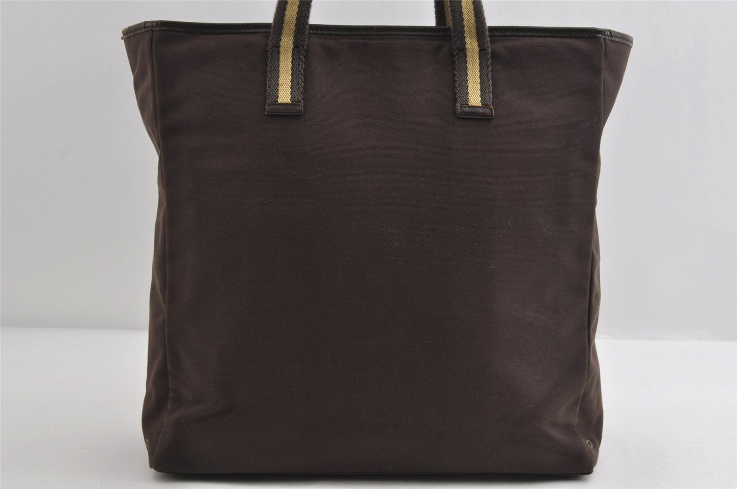 Authentic GUCCI Sherry Line Shoulder Tote Bag Canvas Leather 90472 Brown 8452I