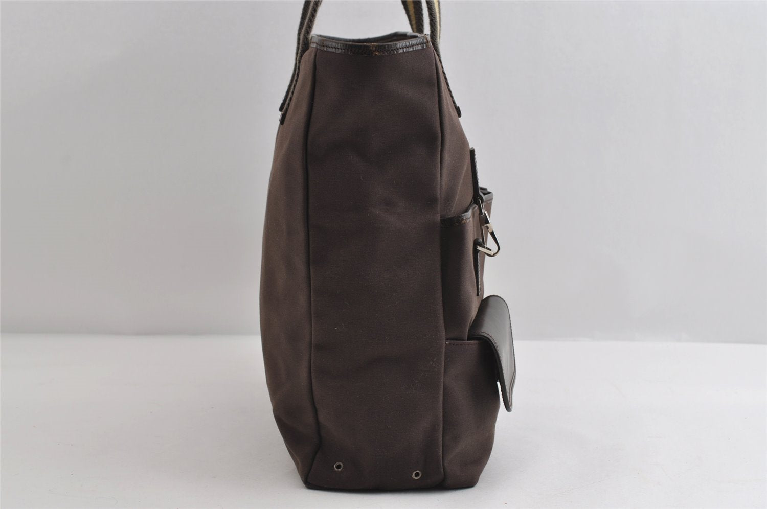 Authentic GUCCI Sherry Line Shoulder Tote Bag Canvas Leather 90472 Brown 8452I