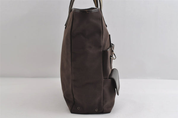 Authentic GUCCI Sherry Line Shoulder Tote Bag Canvas Leather 90472 Brown 8452I