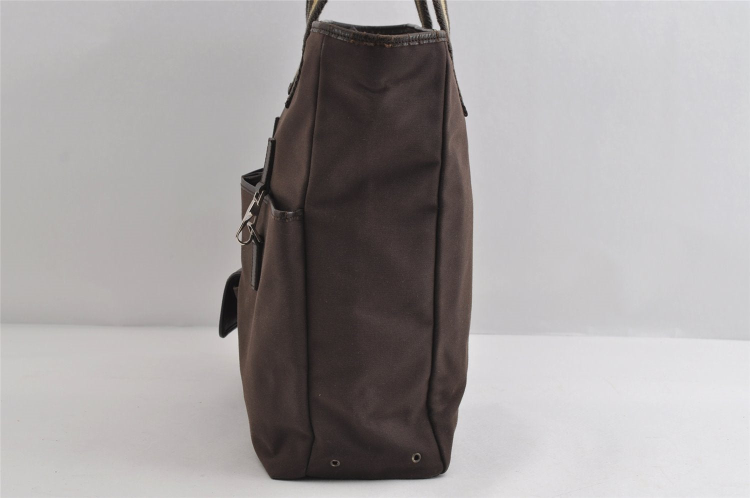 Authentic GUCCI Sherry Line Shoulder Tote Bag Canvas Leather 90472 Brown 8452I