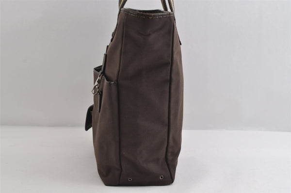 Authentic GUCCI Sherry Line Shoulder Tote Bag Canvas Leather 90472 Brown 8452I