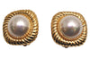 Authentic NINA RICCI Vintage Clip-on Imitation Pearl Earrings Gold Tone 8452J