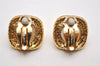 Authentic NINA RICCI Vintage Clip-on Imitation Pearl Earrings Gold Tone 8452J