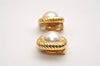 Authentic NINA RICCI Vintage Clip-on Imitation Pearl Earrings Gold Tone 8452J