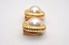 Authentic NINA RICCI Vintage Clip-on Imitation Pearl Earrings Gold Tone 8452J