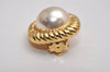 Authentic NINA RICCI Vintage Clip-on Imitation Pearl Earrings Gold Tone 8452J