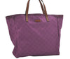Authentic GUCCI Vintage Shoulder Tote Bag GG Nylon Leather 282439 Purple 8453I