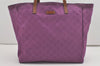 Authentic GUCCI Vintage Shoulder Tote Bag GG Nylon Leather 282439 Purple 8453I