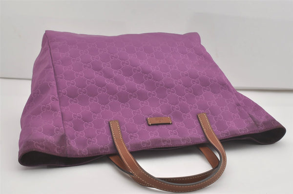 Authentic GUCCI Vintage Shoulder Tote Bag GG Nylon Leather 282439 Purple 8453I