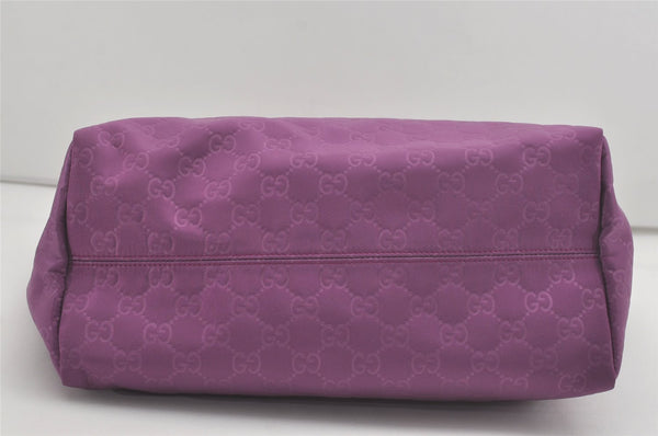 Authentic GUCCI Vintage Shoulder Tote Bag GG Nylon Leather 282439 Purple 8453I