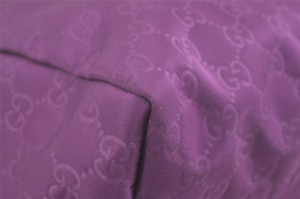 Authentic GUCCI Vintage Shoulder Tote Bag GG Nylon Leather 282439 Purple 8453I