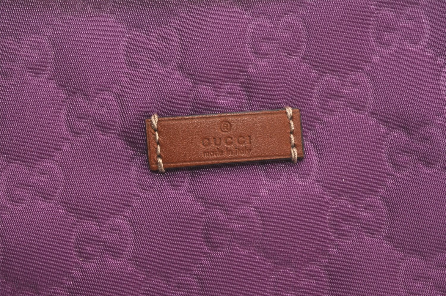 Authentic GUCCI Vintage Shoulder Tote Bag GG Nylon Leather 282439 Purple 8453I