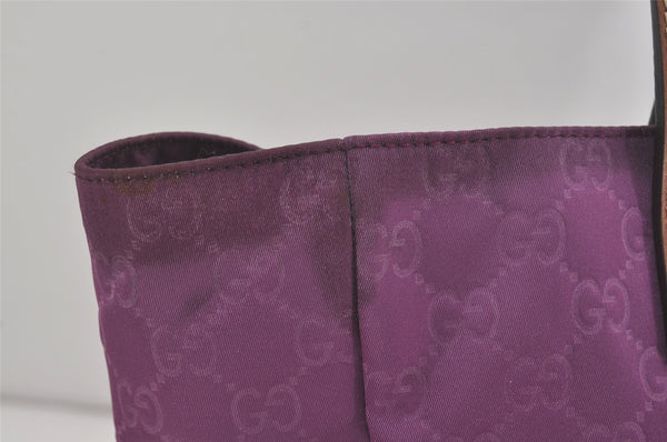Authentic GUCCI Vintage Shoulder Tote Bag GG Nylon Leather 282439 Purple 8453I