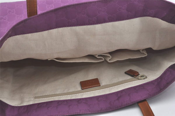 Authentic GUCCI Vintage Shoulder Tote Bag GG Nylon Leather 282439 Purple 8453I