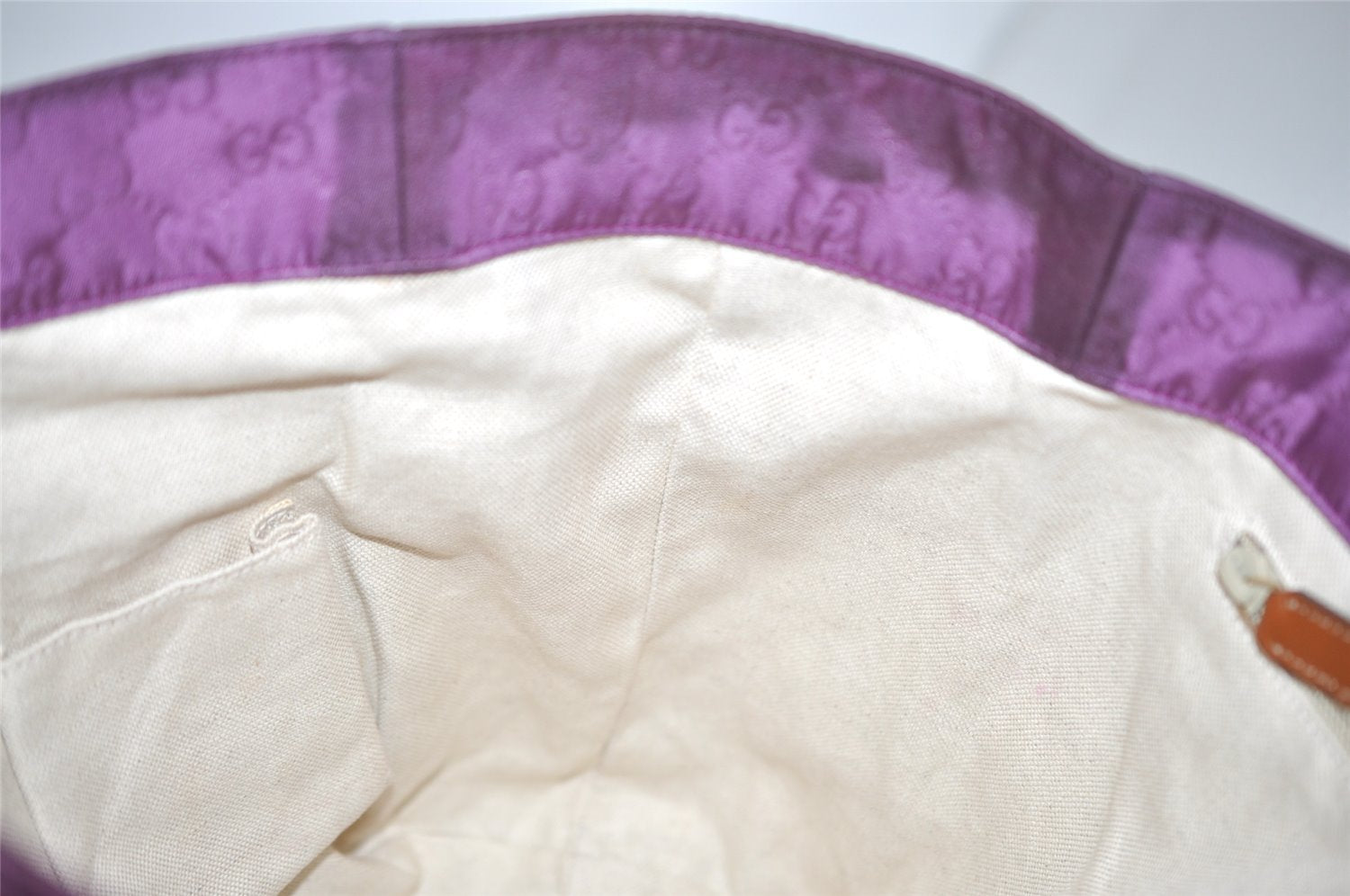 Authentic GUCCI Vintage Shoulder Tote Bag GG Nylon Leather 282439 Purple 8453I