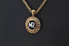 Authentic NINA RICCI Vintage Gold Tone Rhinestone Chain Pendant Necklace  8453J