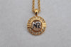 Authentic NINA RICCI Vintage Gold Tone Rhinestone Chain Pendant Necklace  8453J