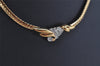 Authentic NINA RICCI Gold Tone Rhinestone Chain Pendant Choker Necklace 8454J