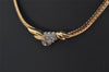 Authentic NINA RICCI Gold Tone Rhinestone Chain Pendant Choker Necklace 8454J