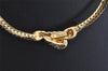 Authentic NINA RICCI Gold Tone Rhinestone Chain Pendant Choker Necklace 8454J