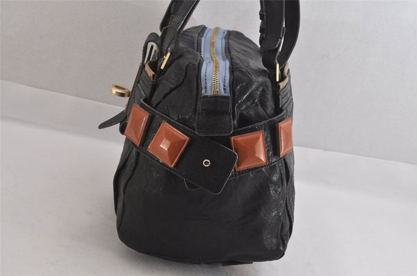 Authentic Chloe Vintage Audra Leather Hand Boston Bag Black 8456M