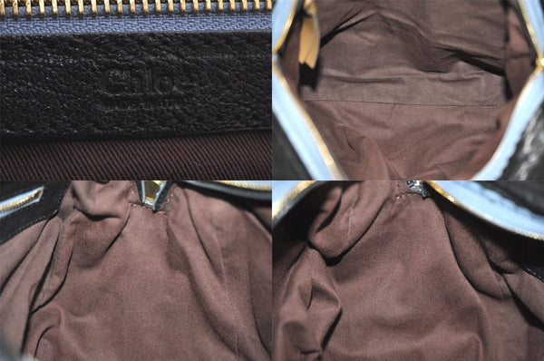 Authentic Chloe Vintage Audra Leather Hand Boston Bag Black 8456M