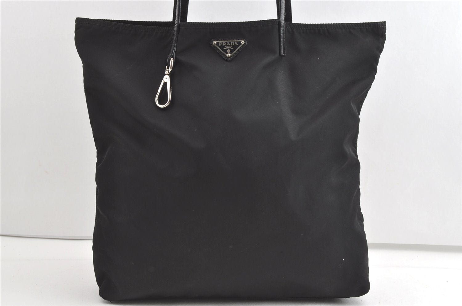 Authentic PRADA Vintage Nylon Tessuto Leather Shoulder Tote Bag Black 8457J