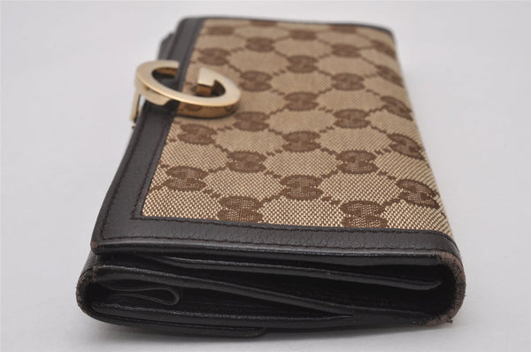 Authentic GUCCI Vintage Long Wallet Purse GG Canvas Leather 212113 Brown 8458I