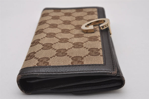 Authentic GUCCI Vintage Long Wallet Purse GG Canvas Leather 212113 Brown 8458I