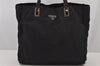 Authentic PRADA Vintage Nylon Tessuto Leather Shoulder Tote Bag Black 8458J