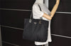 Authentic PRADA Vintage Nylon Tessuto Leather Shoulder Tote Bag Black 8458J