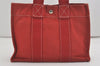 Authentic HERMES Deauville PM Vintage Hand Tote Bag Canvas Red 8459I