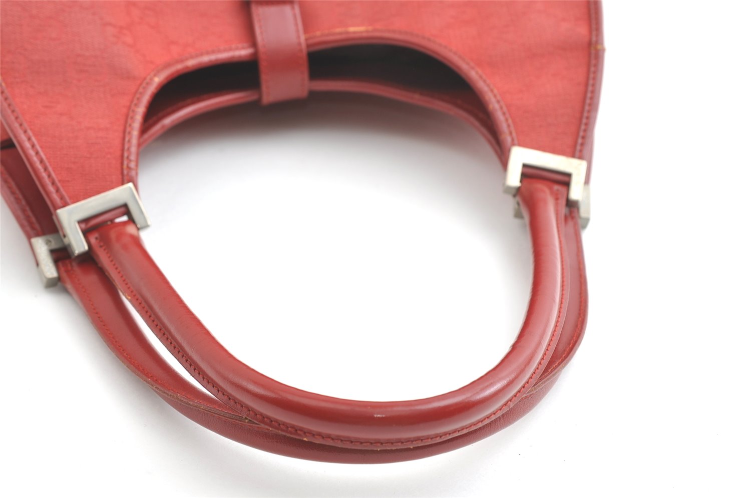 Authentic GUCCI Jackie Shoulder Hand Bag GG Canvas Leather 0021067 Red 8461J