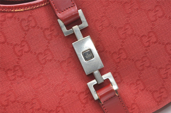 Authentic GUCCI Jackie Shoulder Hand Bag GG Canvas Leather 0021067 Red 8461J
