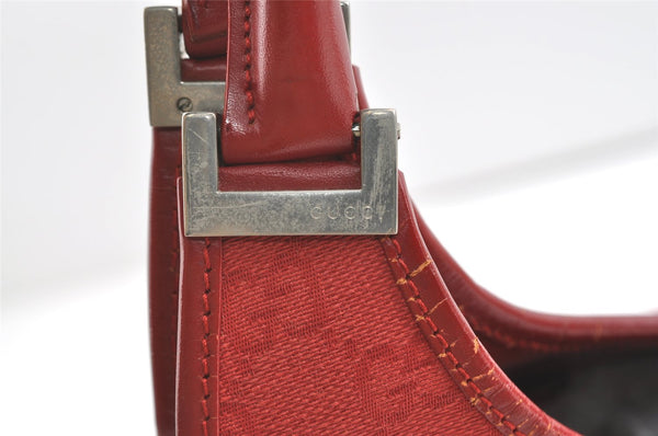 Authentic GUCCI Jackie Shoulder Hand Bag GG Canvas Leather 0021067 Red 8461J