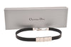 Authentic Christian Dior Choker Leather Silver Tone Black CD Box 8461M
