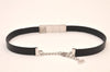 Authentic Christian Dior Choker Leather Silver Tone Black CD Box 8461M
