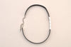 Authentic Christian Dior Choker Leather Silver Tone Black CD Box 8461M