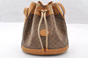 Authentic GUCCI Bamboo Micro GG PVC Leather Drawstring Bag Brown Junk 8462I